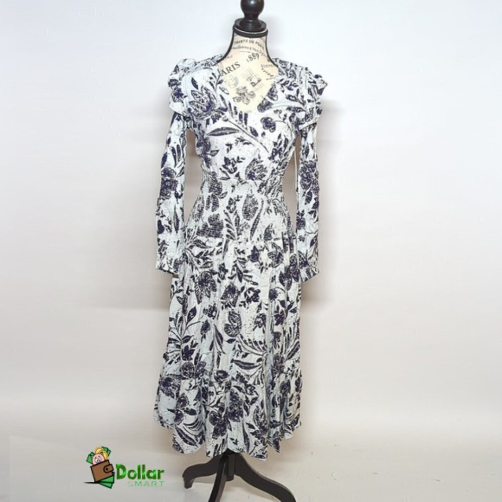 AQUA Smocked Floral Print Midi Dress - 100% Exclusive Size XS - Picture 2 of 5